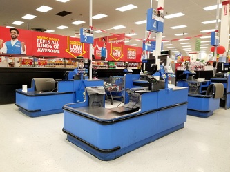 Cash registers at the Walmart in North York