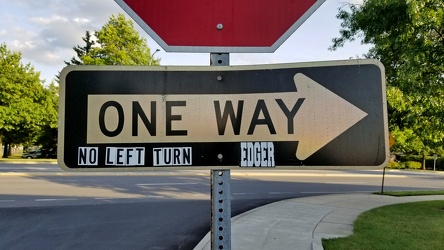 One way sign leaving a shopping center [02]