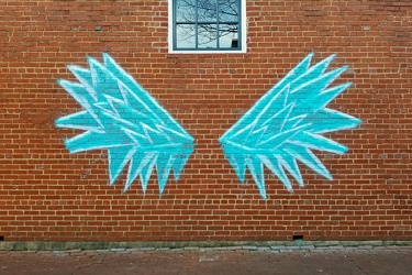 Ice wings painted on wall