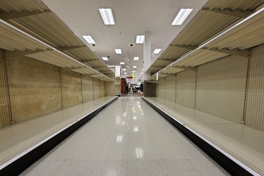 Empty toilet paper aisle at Target