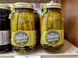 Jars of alcoholic pickles