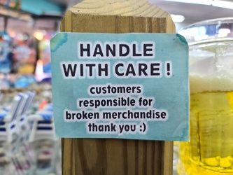 "Handle with care!" sign