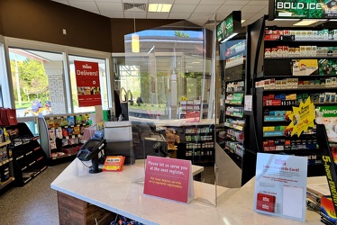 Plexiglass shield at Wawa cash register