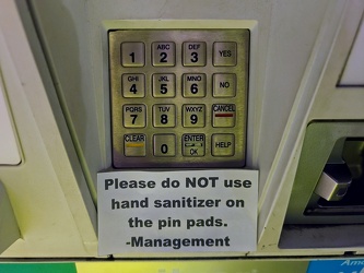 No hand sanitizer on the PIN pad