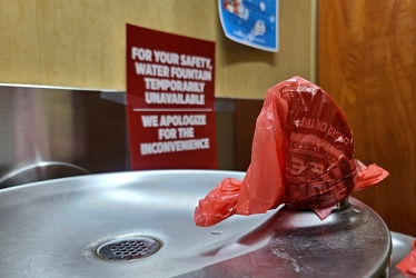 Closed water fountain at Sheetz