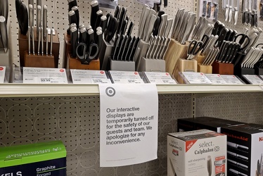 Interactive displays turned off in the knife aisle