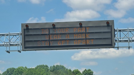 Variable message sign encouraging mask wearing and social distancing