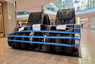 Closed massage chairs at York Galleria