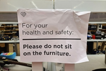 Please do not sit on the furniture