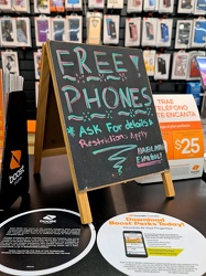 Free phones sign