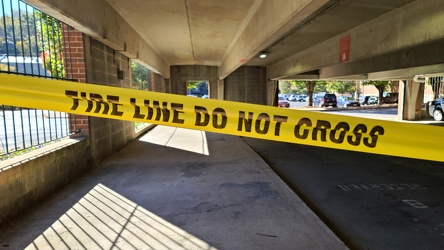 Fire department tape in the Johnson Street parking garage [02]