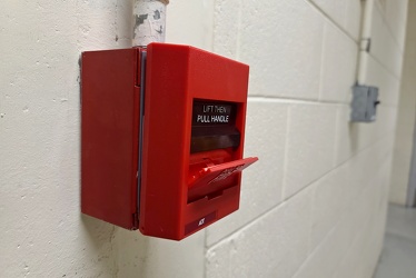 Edwards fire alarm pull station with handle down