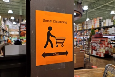 Social distancing sign at Total Wine & More