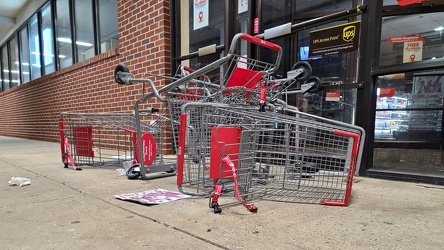 Overturned shopping carts in front of CVS [02]