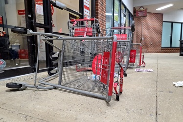 Overturned shopping carts in front of CVS [03]