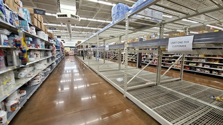 Empty racks for paper products at Walmart [02]