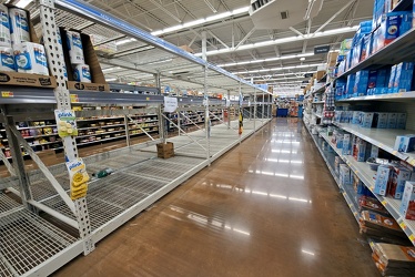 Empty racks for paper products at Walmart [04]