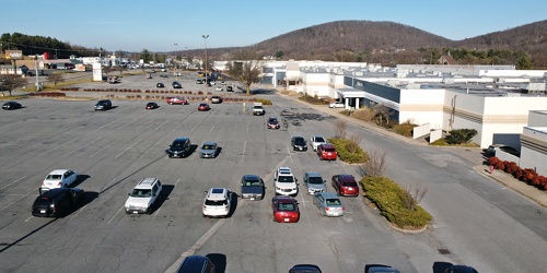 View down the front parking lot of Staunton Mall