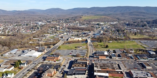 Main and Broad Streets, facing east