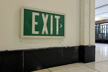 Floor-level exit sign at King of Prussia Mall [04]