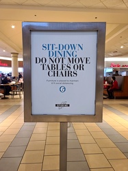 Indoor dining sign at Deptford Mall food court