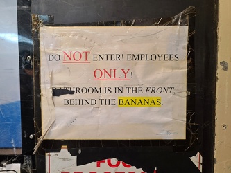 "Employees only" sign at Global Food