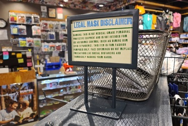 "Legal Mask Disclaimer" sign at Zumiez [01]