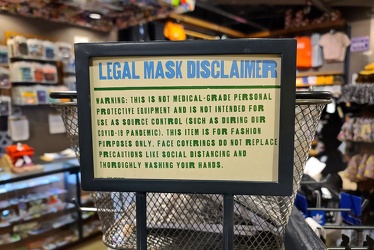 "Legal Mask Disclaimer" sign at Zumiez [02]