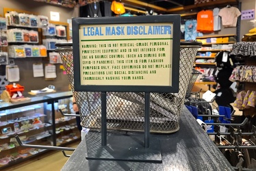 "Legal Mask Disclaimer" sign at Zumiez [03]