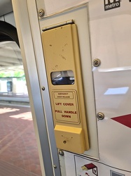 Emergency door release on WMATA railcar 3049