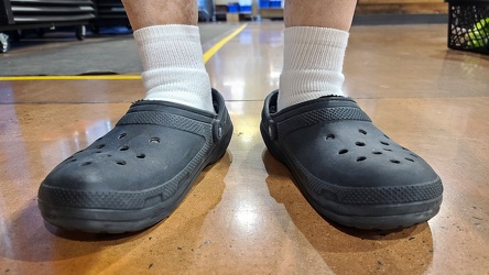 Fleece-lined Crocs with socks