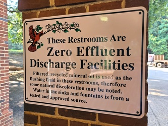 Zero Effluent Discharge sign at Ivy rest area [02]