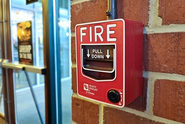 Fire alarm pull station at Mission BBQ in Hagerstown