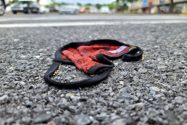 Discarded face mask at Frederick Crossing