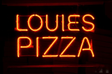 Sign in the window at Louie's Pizza [01]