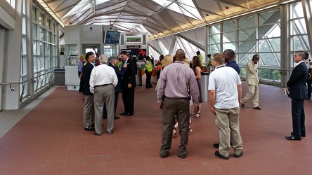 Passengers milling around the mezzanine at Wiehle-Reston East