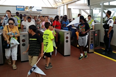 Passengers entering Wiehle-Reston East station for the first time