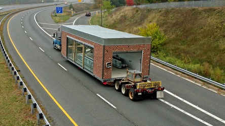 Sheetz car wash being transported by truck