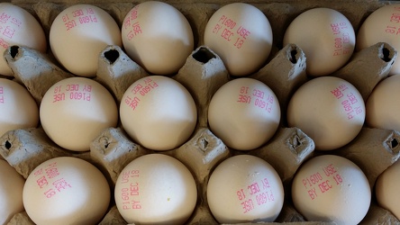 Eggs stamped with expiration dates