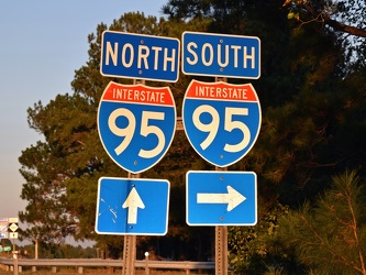 Signs for Interstate 95 near Enfield, North Carolina