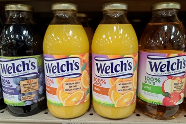 Welch's grape, orange, and apple juices at Carlie C's