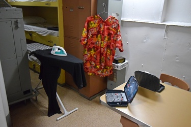 Shirt, ironing board, and game of Battleship aboard the USS Wisconsin