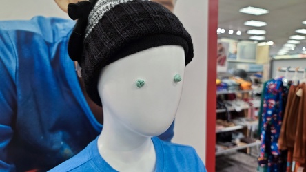 Mannequin with gum eyes