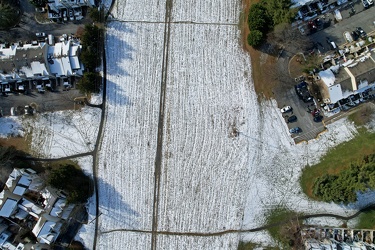 Power line reservation from above, in snow