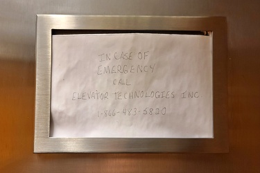 Elevator sign at 6320 Augusta Drive