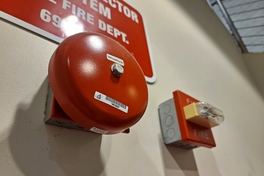 Fire alarm bell and strobe at Franconia Center