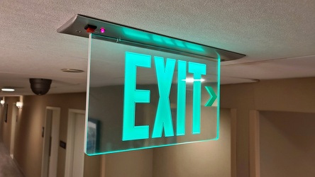 Exit sign at Hilton Garden Inn