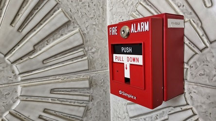 Fire alarm pull station in Gabbin Hall