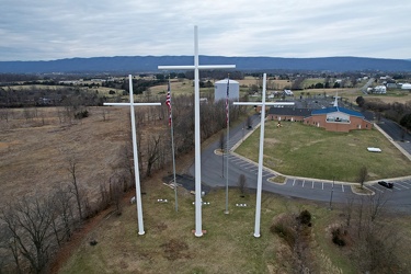 Cross and flag display at Restoration Fellowship Church [01]