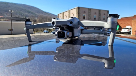 DJI Air 2S on the roof of the car